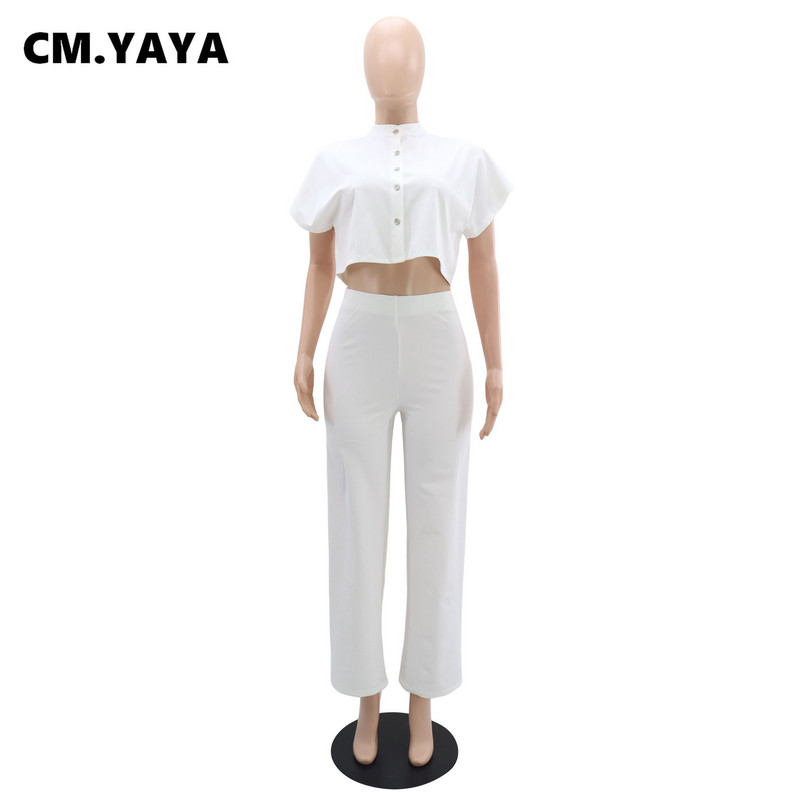 CM.YAYA Set de damă Street Fashion Cămașă cu mânecă scurtă și pantaloni largi 2023 2023 Set 2 piese ținută Trening