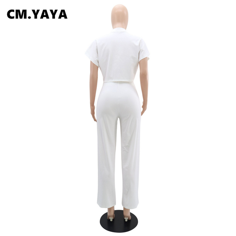 CM.YAYA Set de damă Street Fashion Cămașă cu mânecă scurtă și pantaloni largi 2023 2023 Set 2 piese ținută Trening