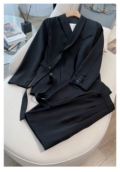 Bleizera jakas, platas bikses, komplekti, eleganti šņorējami uzvalki, mēteļi, taisni bikses, ansamblis korejiešu lielizmēra 2 daļīgs apģērbs