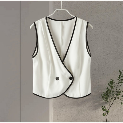 Moodsad vestpüksid naiste komplektid varrukateta V-kaelusega vest kõrge vöökohaga plisseeritud laia säärega pükskostüüm 2024. aasta suvedaami 2-osaline komplekt