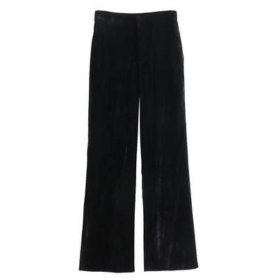 TRAFZA sügisene 2-osalised ülikonnad naistele Moodsad samet V kaelusega õhukesed üherealised bleiser + voldid naiste sirged laia säärega püksid