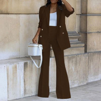 Elegantne 1 komplekt, populaarne kaherealine lapiline temperament ülikond jakk püksid, pikad varrukad pulmadeks