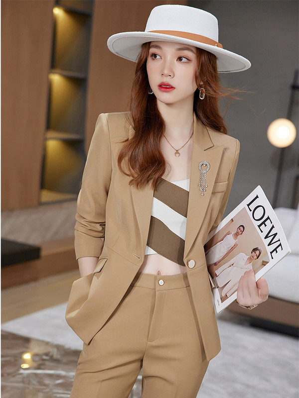 Naiste vestiga bleiser ja pükskostüüm, kollane sinine khaki must punane lilla kontori naistele ametlik äritöö, karjääririietus, 3 osa