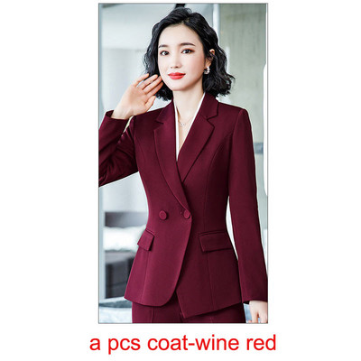 IZICFLY új stílusú őszi téli bor piros irodai munkaruha női blézer szett nadrág üzleti elegáns nadrág öltöny