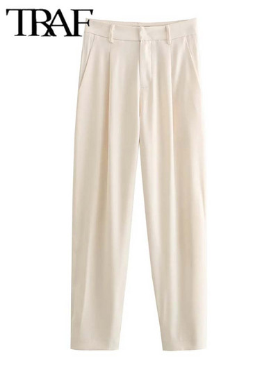 TRAF pikkade pükste komplektid naistele, 2-osaline mood kontoris soliidne bleisermantel, pidulik naiste ülikond, uus kaheosaline komplekt, naiste komplekt