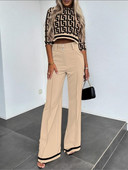 Ležerna košulja dugih rukava Komplet hlača Uredska dama Proljeće Jesen Moda Jednobojne majice s O izrezom Dvodijelni komplet Ženska odjeća 2023.