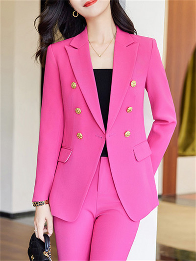 Yitimucengi kontori naiste kaheosalised komplektid, naiste 2023. aasta rõivakomplektid, uued kaherealised, lahtikäiva kraega bleiserid, õhukesed šikkad pükskostüümid