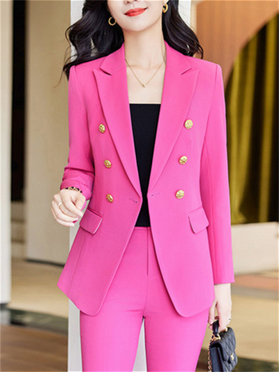 Yitimucengi kontori naiste kaheosalised komplektid, naiste 2023. aasta rõivakomplektid, uued kaherealised, lahtikäiva kraega bleiserid, õhukesed šikkad pükskostüümid