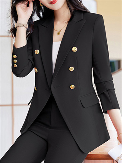 Yitimucengi kontori naiste kaheosalised komplektid, naiste 2023. aasta rõivakomplektid, uued kaherealised, lahtikäiva kraega bleiserid, õhukesed šikkad pükskostüümid