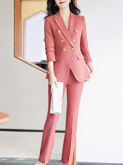 Yitimucengi kontori naiste kaheosalised komplektid, naiste 2023. aasta rõivakomplektid, uued kaherealised, lahtikäiva kraega bleiserid, õhukesed šikkad pükskostüümid