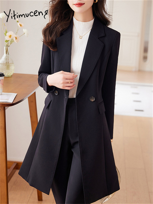 Yitimucengi õhukesed naiste ülikonnad, kontorikomplektid 2023, uus mood, pikkade varrukatega, allapoole kaelarihm, pikad bleiserid, vanad pükskostüümid