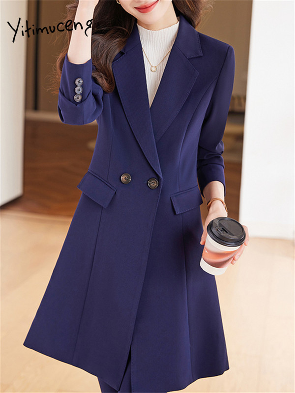 Yitimucengi õhukesed naiste ülikonnad, kontorikomplektid 2023, uus mood, pikkade varrukatega, allapoole kaelarihm, pikad bleiserid, vanad pükskostüümid