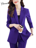 Yitimuceng Uredska ženska svečana odijela s hlačama Ženska jesen zima 2023. Novi korejski modni sako dugih rukava i komplet hlača od 2 komada