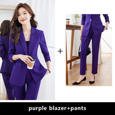 Yitimuceng Uredska ženska svečana odijela s hlačama Ženska jesen zima 2023. Novi korejski modni sako dugih rukava i komplet hlača od 2 komada