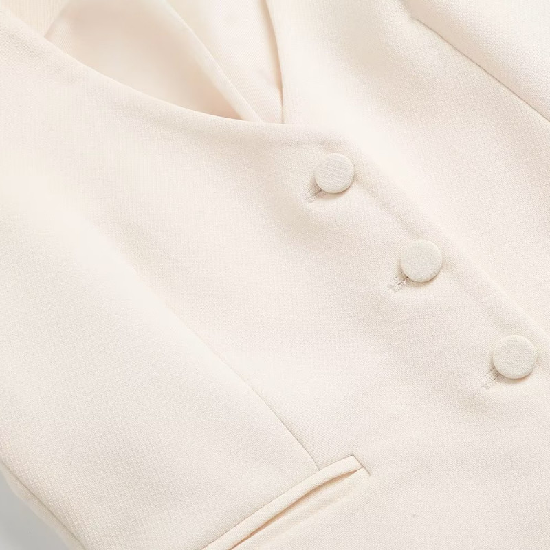 2023. aasta uued naiste bleiserikomplektid, moodne pika stiiliga kaherealine mantel Vintage V-kaelusega vest, laia säärega püksid, ülikonnad naistele kontorikomplekt