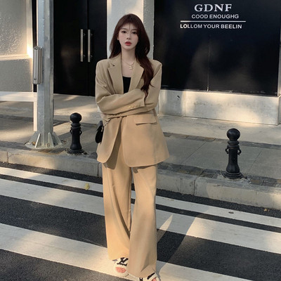 Ženski set od 2 hlače Baggy Outfits Y2k Streetwear Hlače Odijela Sako i zeleni dvodijelni kompleti Hlače za žene Elegantan casual D