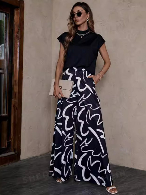 Női utcai nadrágok, 2024, új tavaszi, nyári divat, nyomott magas derekú, egyenes, hétköznapi széles szárú nadrág, bő hárem nadrág