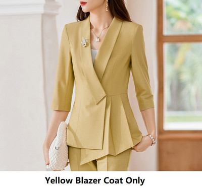 Elegantna ženska poslovna odijela s do pola rukava Proljeće Ljeto Dizajn formalnih uniformi Odijela s hlačama Profesionalni sakoi Komplet hlača S-4XL