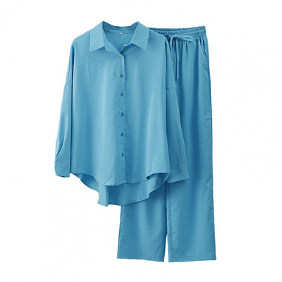 Női kétrészes szett felső és nadrág bő, széles szárú nadrág és blúz szett Alkalmi női nadrágkosztümök 2024 őszi ruhák ruhák