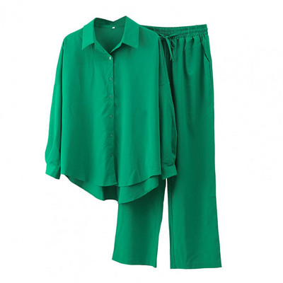 Női kétrészes szett felső és nadrág bő, széles szárú nadrág és blúz szett Alkalmi női nadrágkosztümök 2024 őszi ruhák ruhák