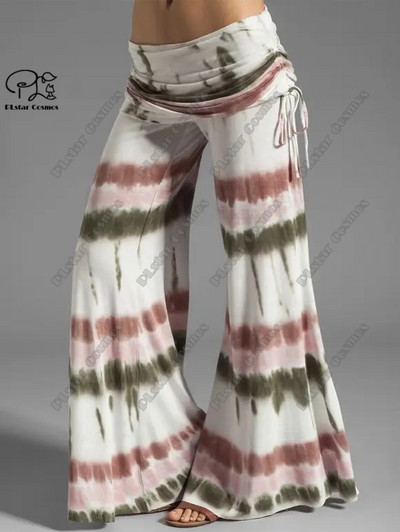 PLstar Cosmos naiste suures suuruses lipsuvärvi trükiga laiad püksid, vöö, painduv elastne vöökoht pikad püksid, igapäevane vabaaja 1