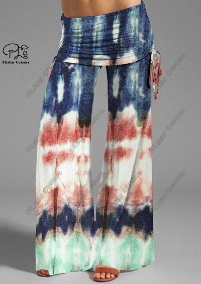 PLstar Cosmos naiste suures suuruses lipsuvärvi trükiga laiad püksid, vöö, painduv elastne vöökoht pikad püksid, igapäevane vabaaja 1