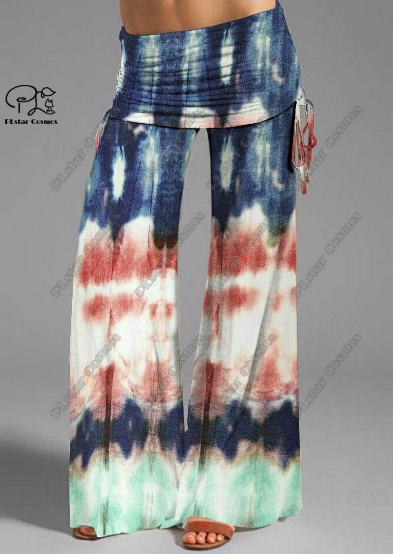 PLstar Cosmos naiste suures suuruses lipsuvärvi trükiga laiad püksid, vöö, painduv elastne vöökoht pikad püksid, igapäevane vabaaja 1