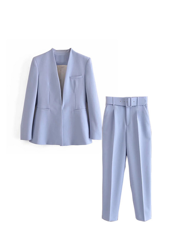 Icclek naiste ülikond, roheline pükskostüümid koos vööga, naine, 2-osaline pükskostüüm, pükskostüüm, bleiser, kontoripükste komplektid, naiste ülikonnad