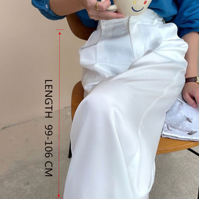 Ljeto 2023. Nove ženske hlače od svilenog satena visokog struka Ležerne crne korejske modne hlače širokih nogavica za žene Prevelike hlače