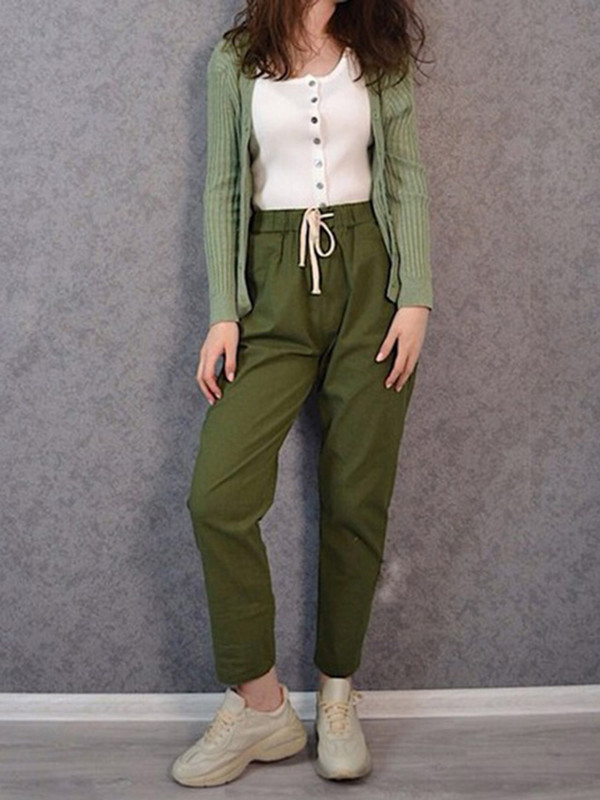 Naiste püksid kevadsuvi vabaaja haaremipüksid puuvillased elastsed vöökohad haaremi pahkluuni ulatuvad püksid kvaliteetsed naissoost daamidele