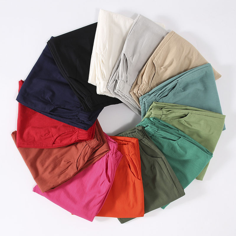 Naiste püksid kevadsuvi vabaaja haaremipüksid puuvillased elastsed vöökohad haaremi pahkluuni ulatuvad püksid kvaliteetsed naissoost daamidele