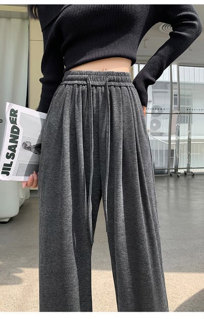 Ženske hlače sa širokim nogavicama visokog struka s efektom drape korejske mode Harajuku široke jesenske ženske hlače Y2k elegantne ležerne hlače