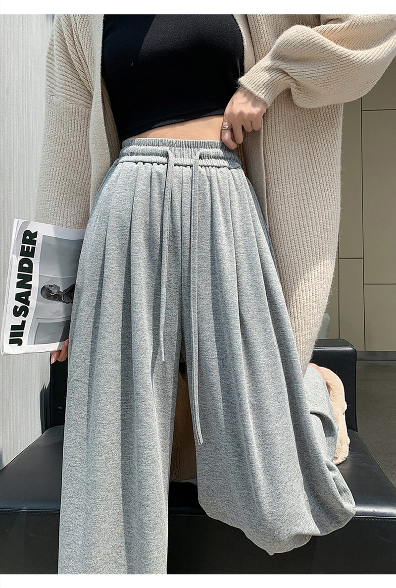 Ženske hlače sa širokim nogavicama visokog struka s efektom drape korejske mode Harajuku široke jesenske ženske hlače Y2k elegantne ležerne hlače