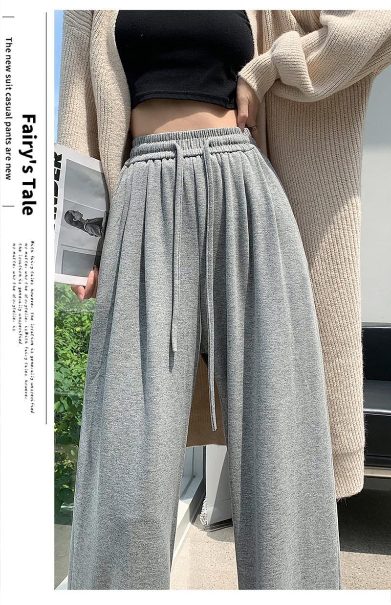 Ženske hlače sa širokim nogavicama visokog struka s efektom drape korejske mode Harajuku široke jesenske ženske hlače Y2k elegantne ležerne hlače