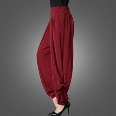 kevad Suvi naiste moed haaremipüksid Elastne lint kõrge vöökoht Avar lai säär Avar vaba vabaaja Solid Harajuku redis Püksid 2022