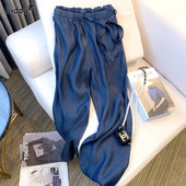 2023, vară, modă subțire, ocazional, sport, largi, super supradimensionați, cu talie înaltă, cu dantelă, cu buzunar, culoare solidă, pantaloni pentru femei cu picioare largi