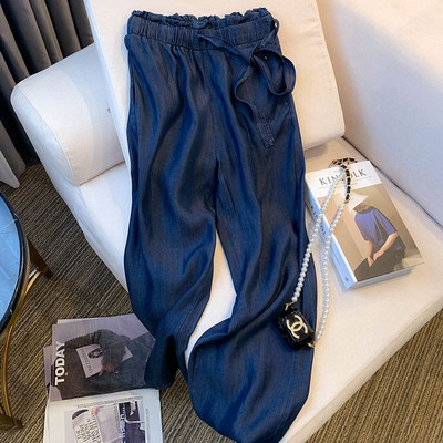 2023, vară, modă subțire, ocazional, sport, largi, super supradimensionați, cu talie înaltă, cu dantelă, cu buzunar, culoare solidă, pantaloni pentru femei cu picioare largi