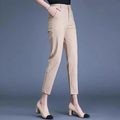 Büroo ülikond Klassikalised püksid Naistele Khaki must Töö Pantalones Kevad kõrge vöökohaga kitsad pliiatspüksid Elegantne Capris 85-91cm