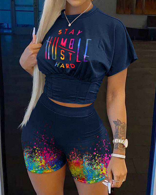 2022 nyári női alkalmi divatraglán ujjú nyakkendő, festett felső + nadrág kétrészes Camo nadrág leopárdmintás vonós szett, női öltöny