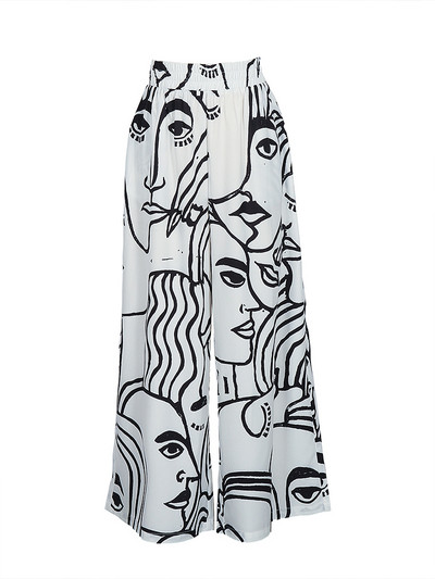 Plus veličina 5XL Ljeto 2023. Novi kontrastni uzorak širokih nogavica Hlače Modne trendi i svestrane ženske hlače s elastičnim strukom