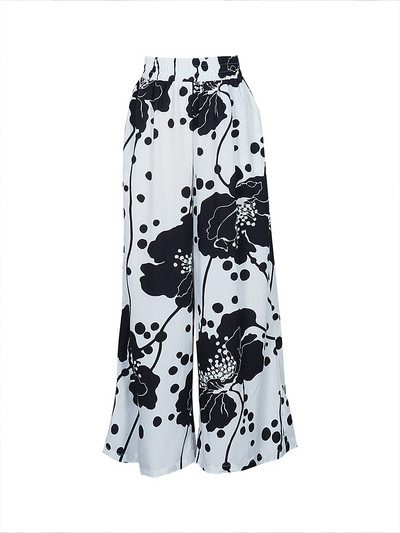 Plus veličina 5XL Ljeto 2023. Novi kontrastni uzorak širokih nogavica Hlače Modne trendi i svestrane ženske hlače s elastičnim strukom