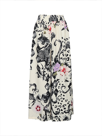 Plus veličina 5XL Ljeto 2023. Novi kontrastni uzorak širokih nogavica Hlače Modne trendi i svestrane ženske hlače s elastičnim strukom