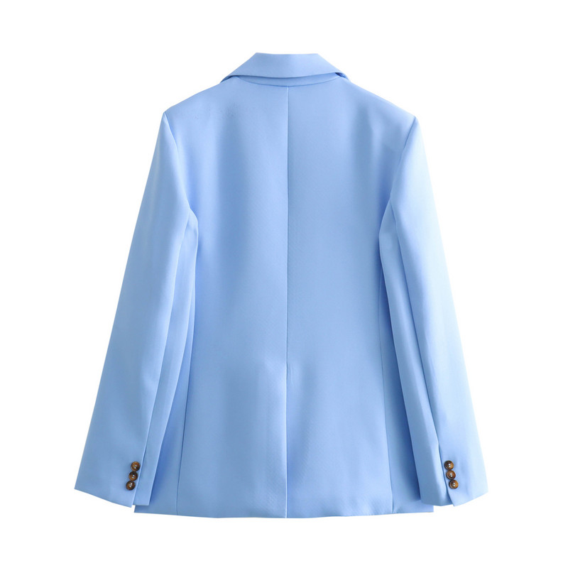 TRAFZA 2024 kevadised naiste kontoriülikonnad, ühekordse sirge rinnaga bleiser + tõmblukuga pikad püksid, vabaaja naiste moekomplektid