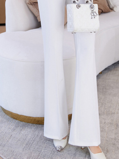 Moodne punane ruuduline naiste bleiserikomplekt, sobib naistele jakk, pikkade varrukatega, üherealine elegantne vabaaja valgete pükste 2-osaline komplekt