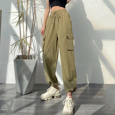 2022. Proljeće Ljeto Nove Cargo hlače Ženske modne jednobojne široke trenirke Ženske ležerne popularne sportske hlače visokog struka