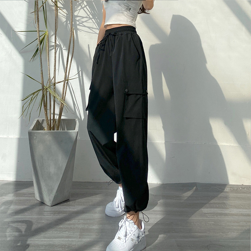 2022. Proljeće Ljeto Nove Cargo hlače Ženske modne jednobojne široke trenirke Ženske ležerne popularne sportske hlače visokog struka