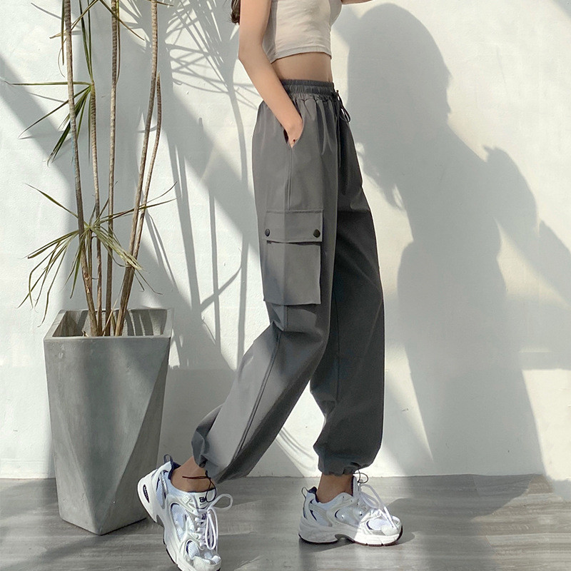 2022. Proljeće Ljeto Nove Cargo hlače Ženske modne jednobojne široke trenirke Ženske ležerne popularne sportske hlače visokog struka