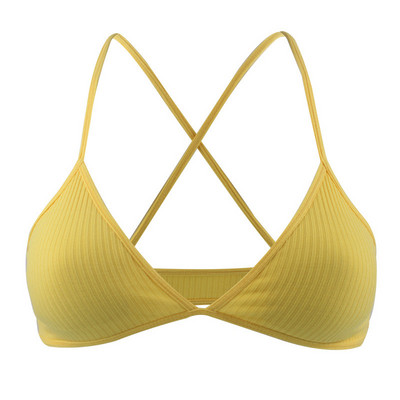 1 tk Mugav puuvillane rinnahoidja naistele Prantsuse stiilis Bralette Deep V Triangle Cup Bralet aluspesu juhtmevaba pesu Push Up rinnahoidjad