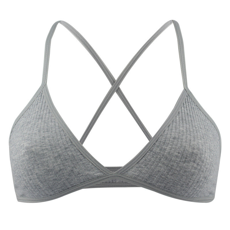 1 tk Mugav puuvillane rinnahoidja naistele Prantsuse stiilis Bralette Deep V Triangle Cup Bralet aluspesu juhtmevaba pesu Push Up rinnahoidjad