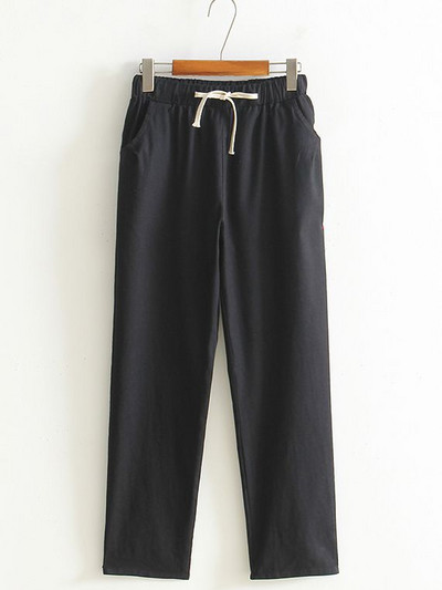 Ženske hlače Proljeće Ljeto Harem Hlače Pamuk Lan Čvrsti Harem Hlače s elastičnim strukom Meke visoke kvalitete za ženske dame